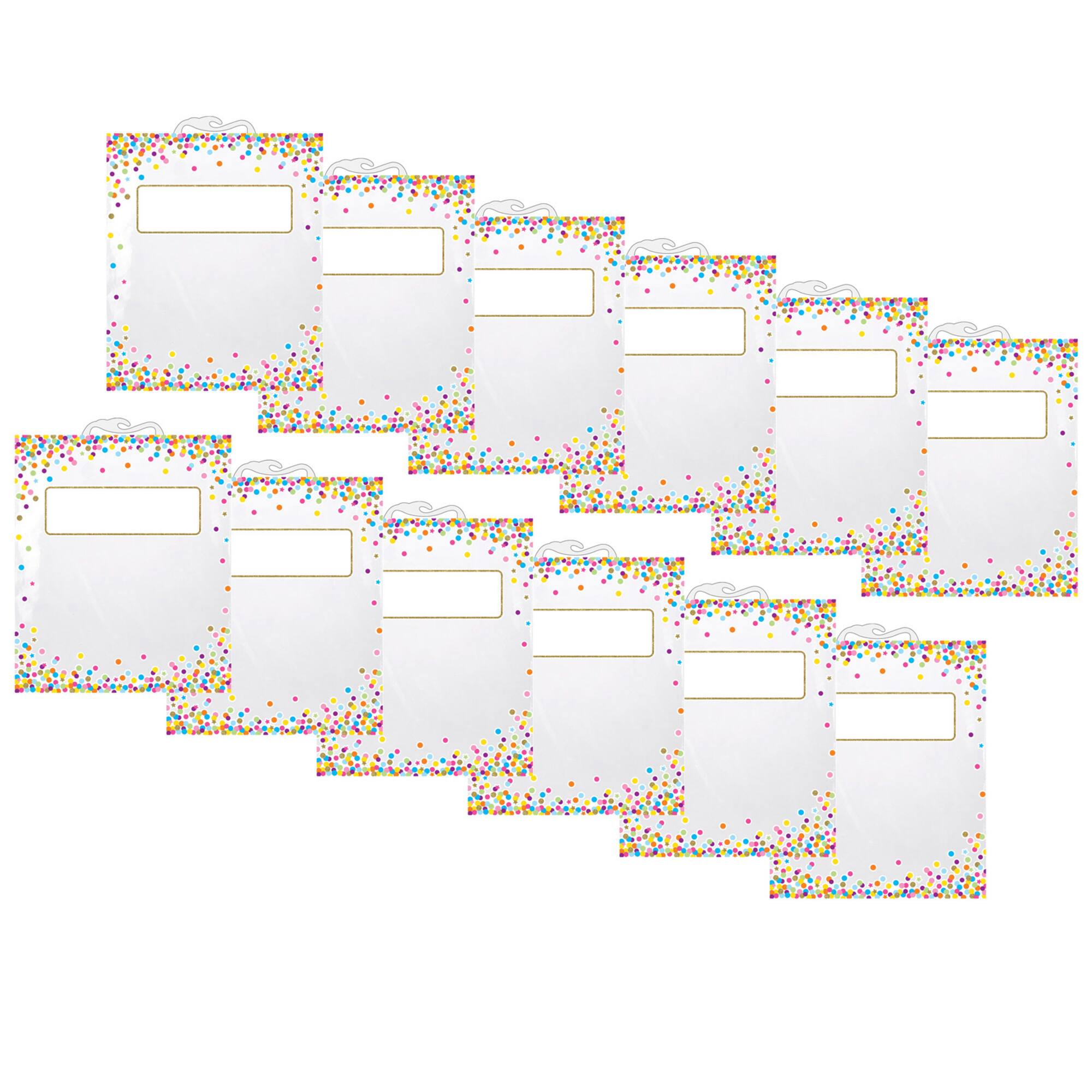 Ashley Productions® 11" x 16" Hanging Confetti Pattern Storage/Book Bags, 12ct.